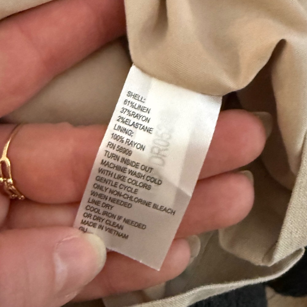 New Preston & York Linen Shift Dress Seas The Day Button Front Sleeveless tan 10 - Picture 5 of 5